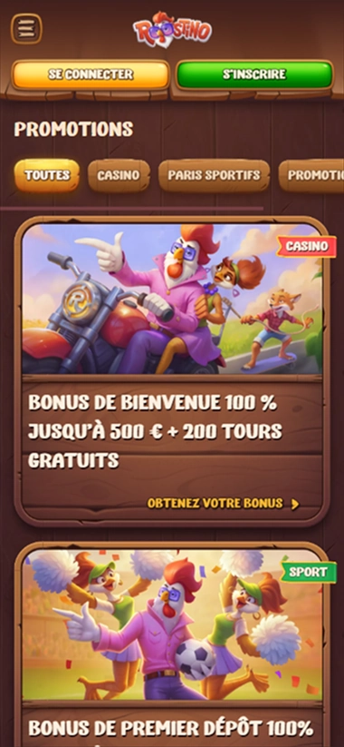 Roostino Casino : Bonus de Bienvenue 100% jusqu'à 500€ + 200 tours gratuits