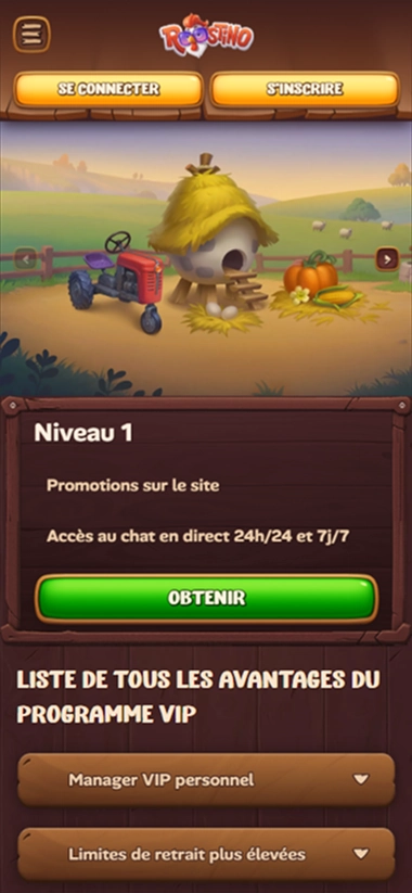 Roostino Casino : niveau 1, promotions et avantages VIP