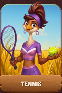 Oie tennis woman with racket and ball in wheat field