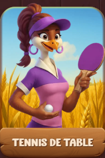 Canard avec raquette de tennis de table et balle